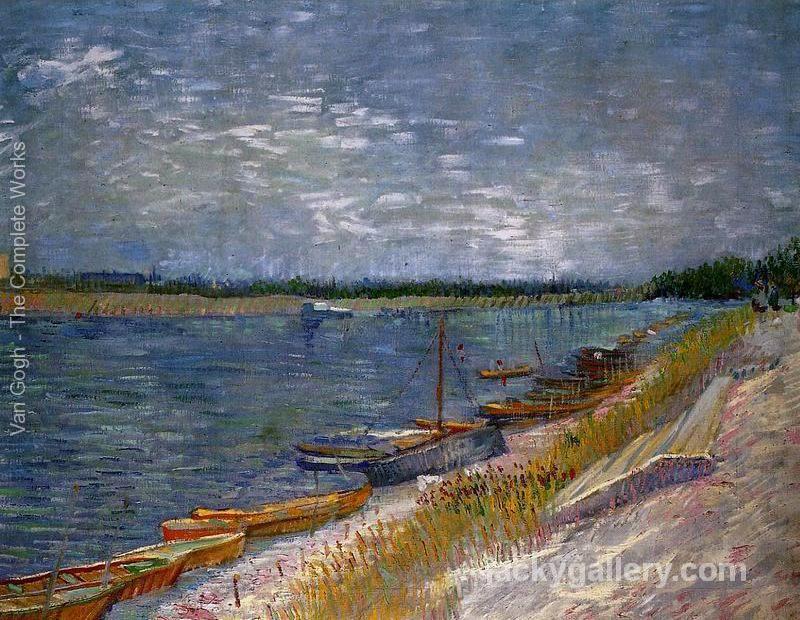 View Of A River With Rowing Boats, Van Gogh painting